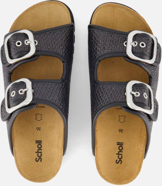 Scholl Noelle Raffia Slippers zwart Textiel