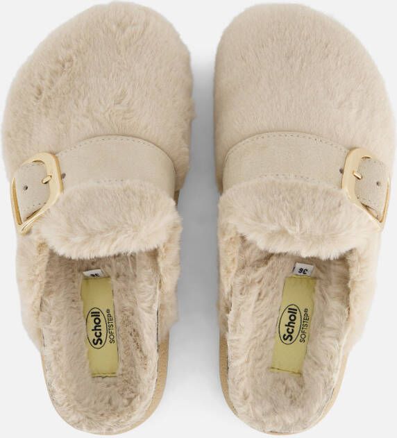 Scholl Pantoffels beige Imitatiebont