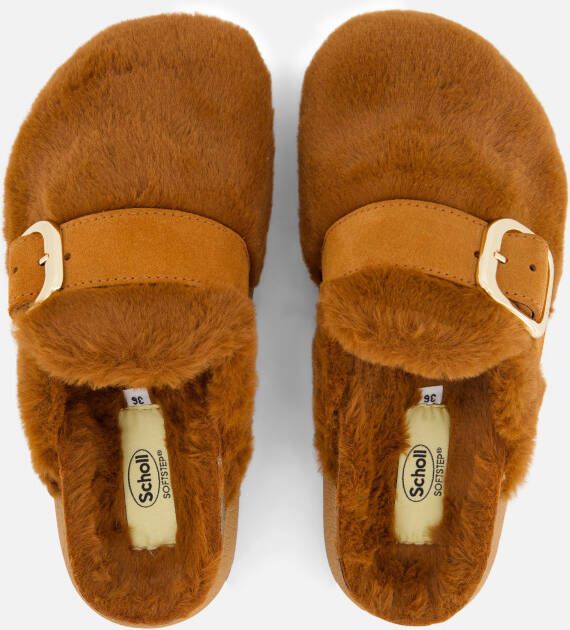 Scholl Pantoffels cognac Imitatiebont