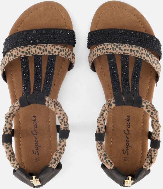 Supercracks Sandalen zwart Textiel