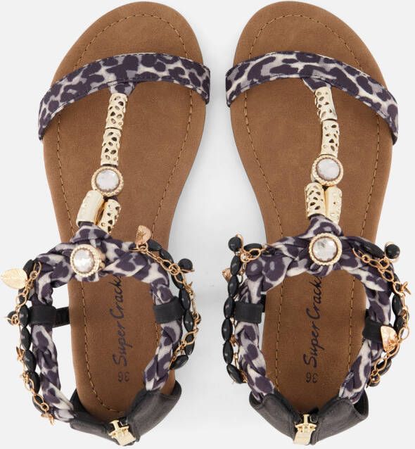 Supercracks Sandalen zwart Textiel