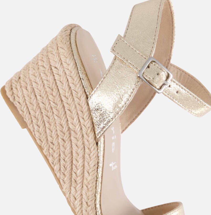 tamaris Espadrilles met hak goud Textiel