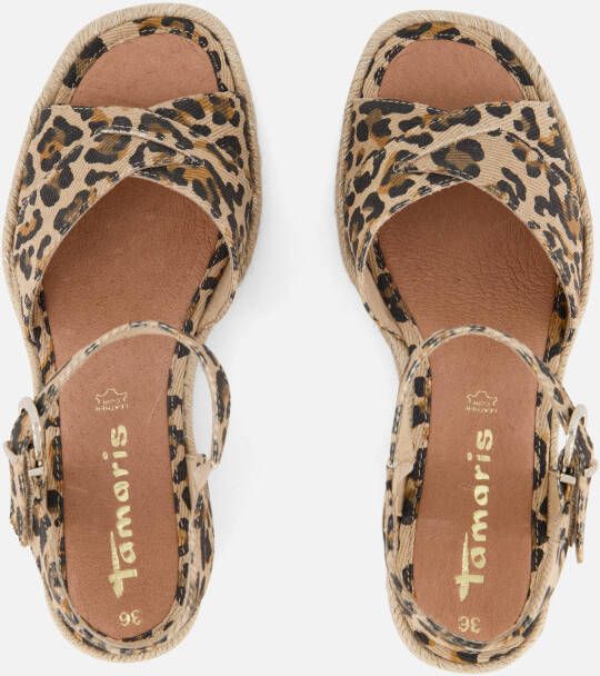 tamaris Leopard Espadrilles met hak bruin Textiel