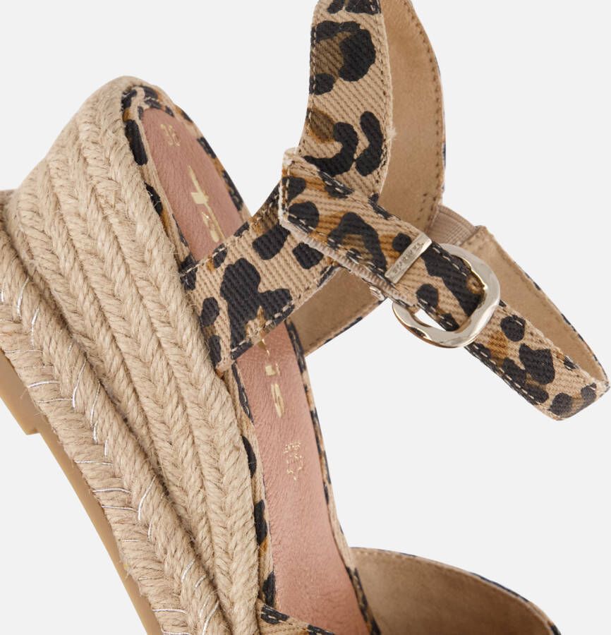 tamaris Leopard Espadrilles met hak bruin Textiel