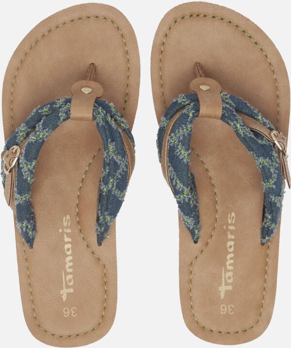 tamaris Denim Slippers blauw Textiel