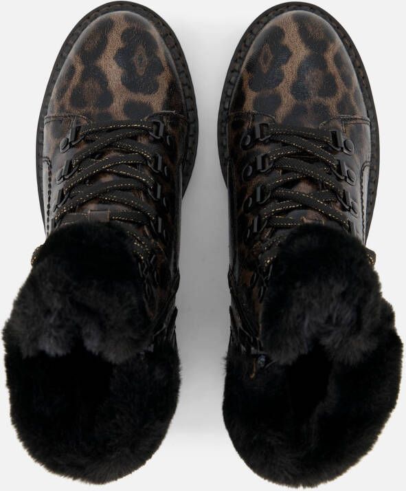 tamaris Leopard Veterboots zwart Textiel