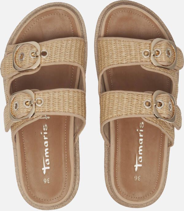 tamaris Raffia Slippers beige Textiel