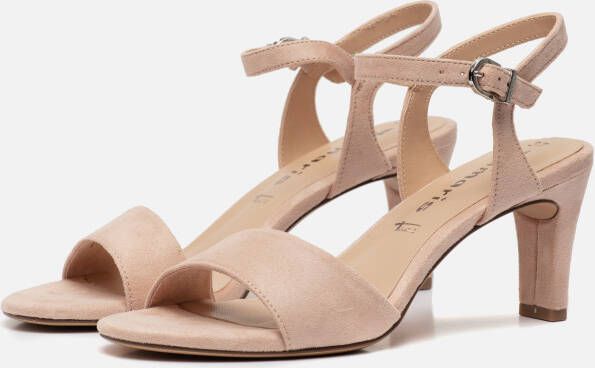 tamaris sandalen met hak beige Textiel