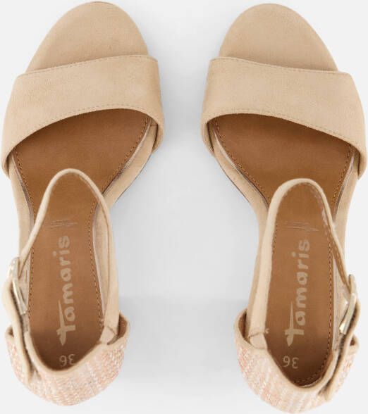 tamaris Sandalen met hak beige Textiel