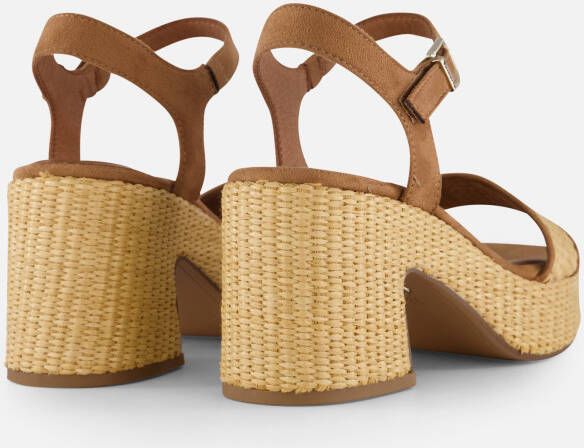 tamaris Sandalen met hak cognac Textiel