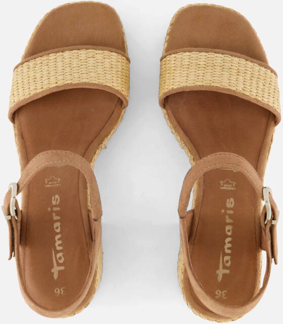 tamaris Sandalen met hak cognac Textiel
