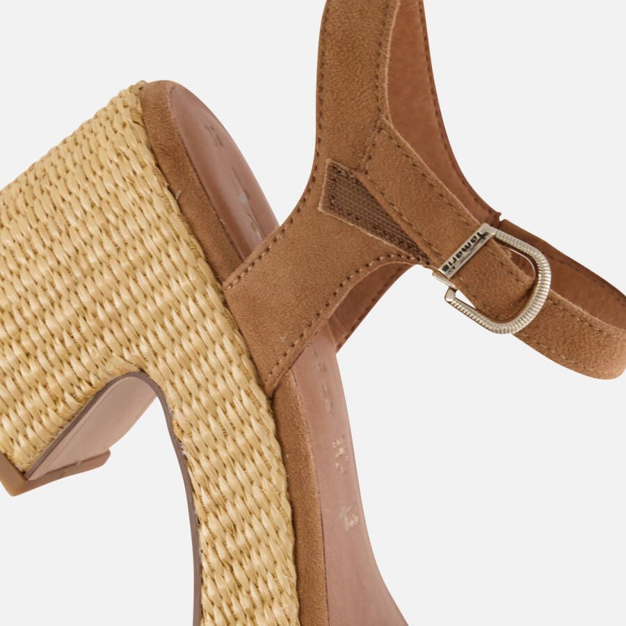 tamaris Sandalen met hak cognac Textiel