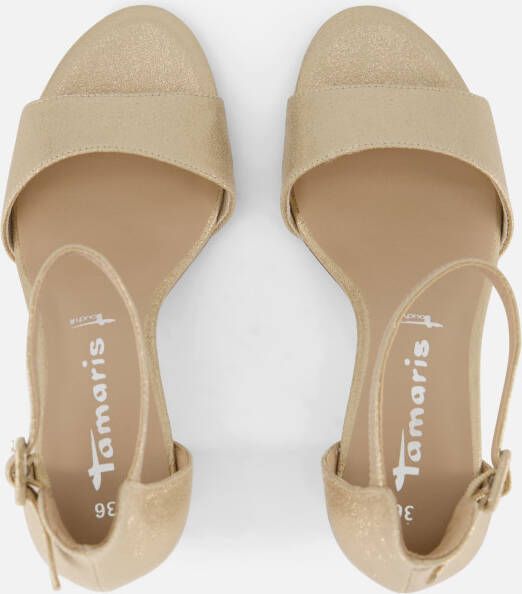 tamaris Sandalen met hak goud Textiel