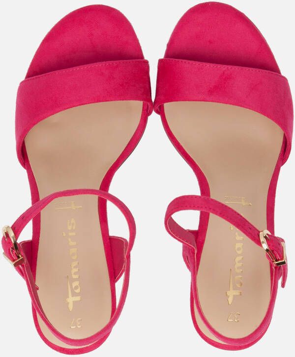 tamaris Sandalen met hak roze Textiel