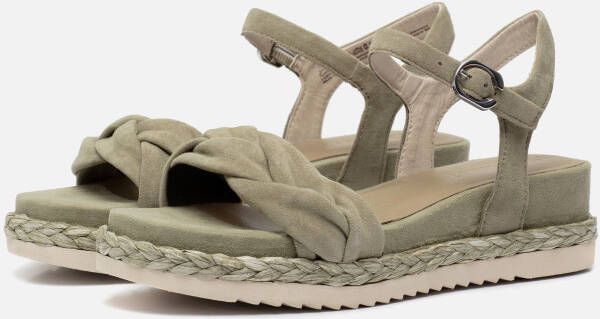 tamaris Sandalen met sleehak groen Leer