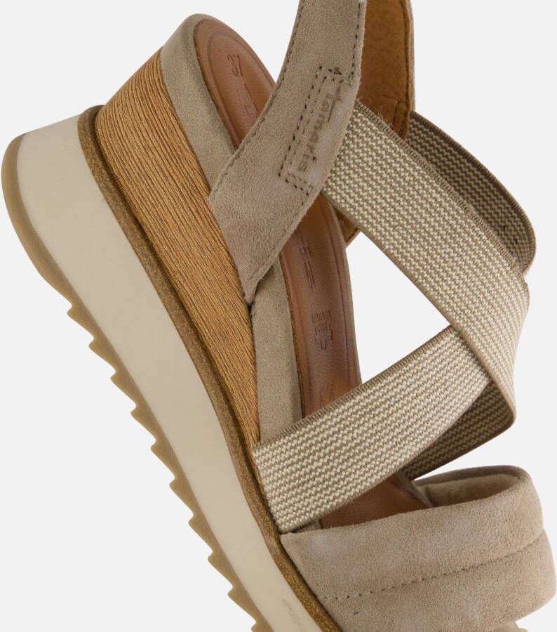 tamaris Sandalen met sleehak taupe Leer