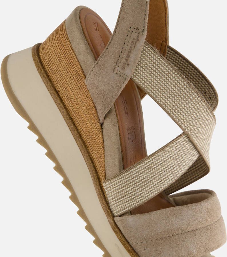tamaris Sandalen met sleehak taupe Leer