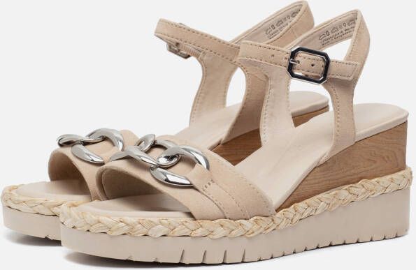 tamaris Sandalen met Sleehak wit Leer