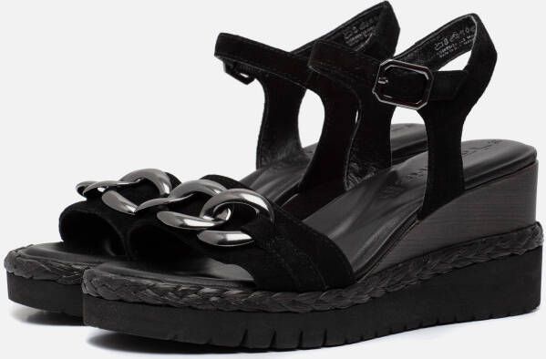 tamaris Sandalen met sleehak zwart Leer