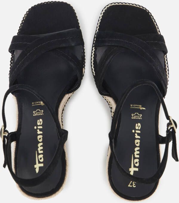 tamaris Sandalen met sleehak zwart Leer