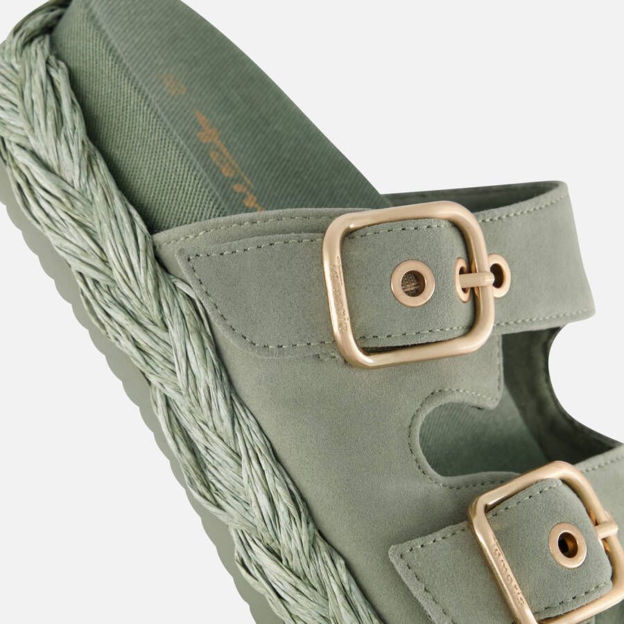 tamaris Slippers groen Leer