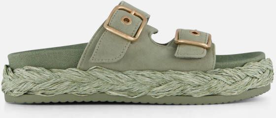 tamaris Slippers groen Leer