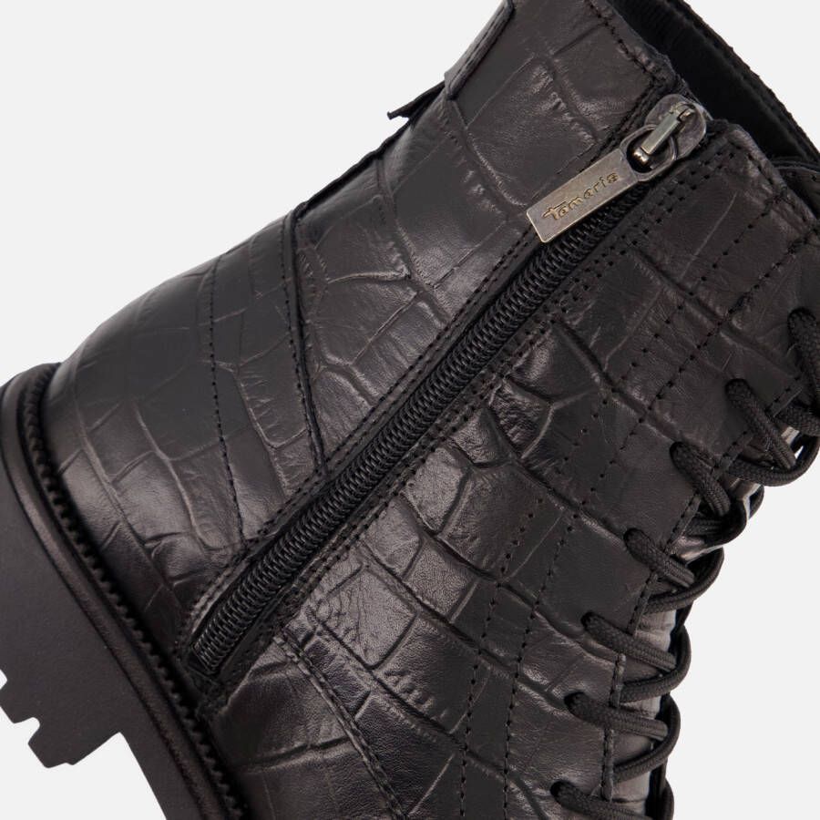 tamaris Veterboots Croco zwart Leer