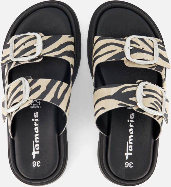 tamaris Zebra Slippers zwart Leer