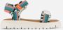 Vingino VIN825405-528 Meisjes Platte Sandalen Blauw Leer Klittenband - Thumbnail 10