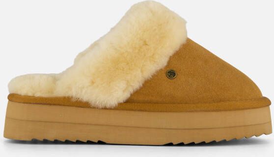 Warmbat Flurry Plateau Pantoffels cognac Suede