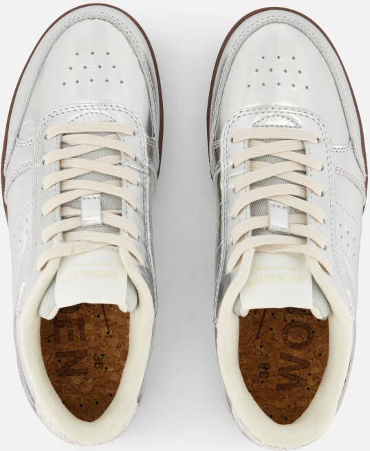 Woden Bjork Sneakers zilver Leer