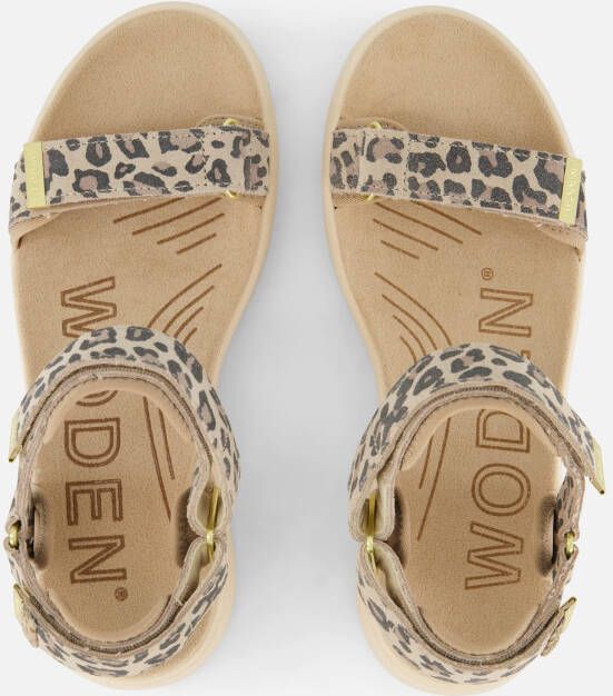 Woden Line Leopard Sandalen beige Leer