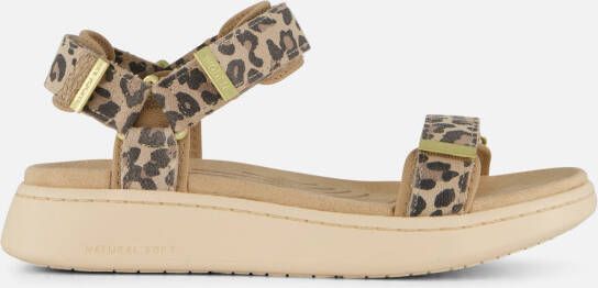 Woden Line Leopard Sandalen beige Leer