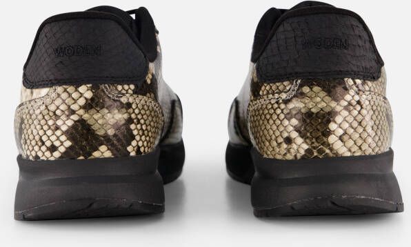 Woden Nora natural soft sneakers zwart snake
