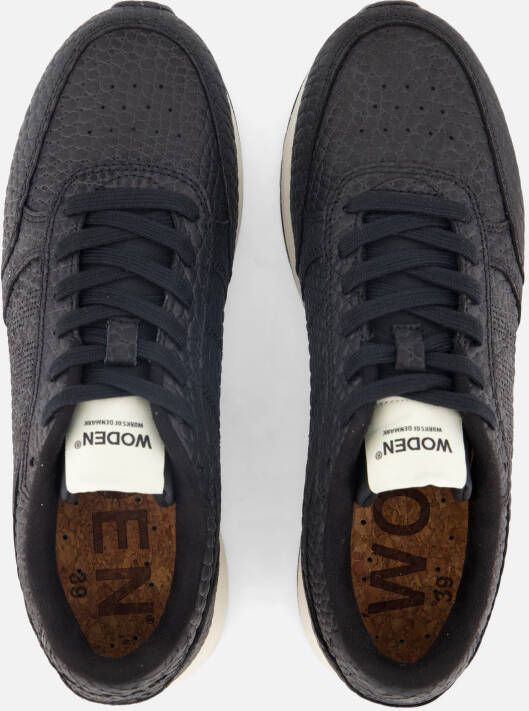 Woden Ronja Croco Sneakers zwart Leer