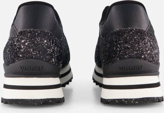 Woden Ronja Glitter Plateau Sneakers zwart