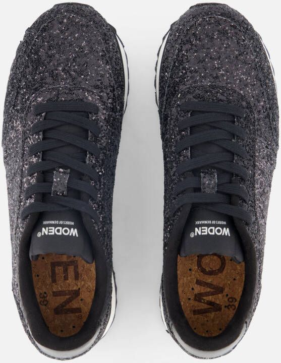 Woden Ronja Glitter Plateau Sneakers zwart
