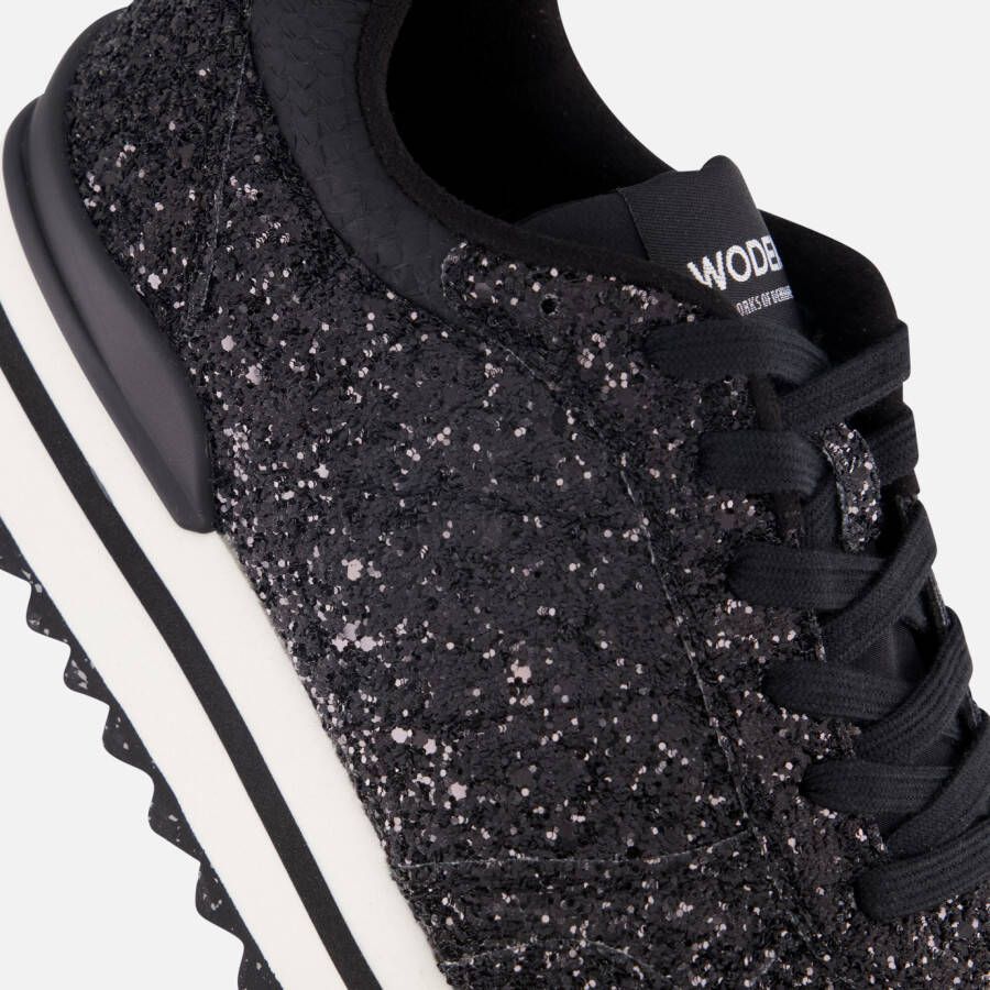 Woden Ronja Glitter Plateau Sneakers zwart