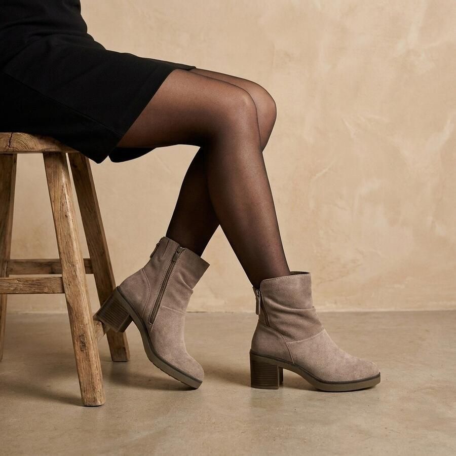 Feyn enkellaarzen met hak beige - Foto 2