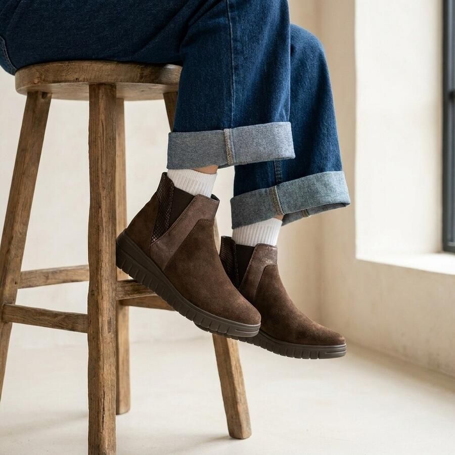 Feyn Enkellaarsjes bruin Suede - Foto 2