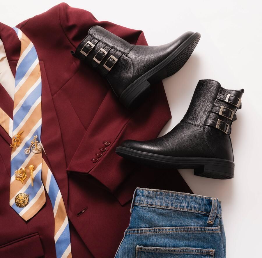 Feyn Enkellaarsjes zwart Leer