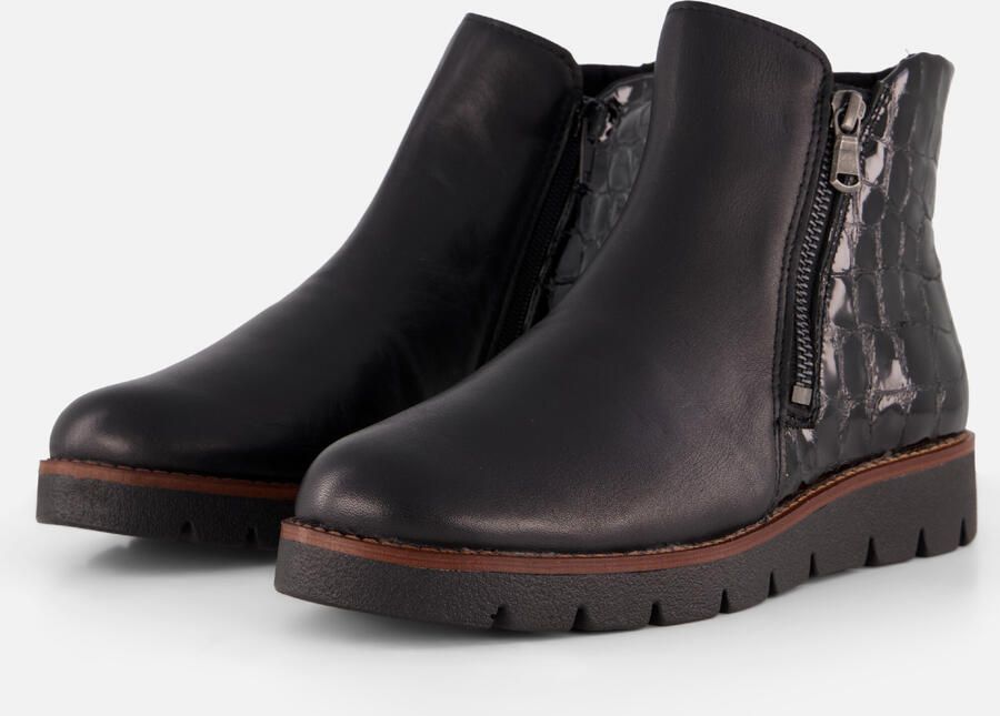 Feyn Enkellaarzen Croco zwart Leer