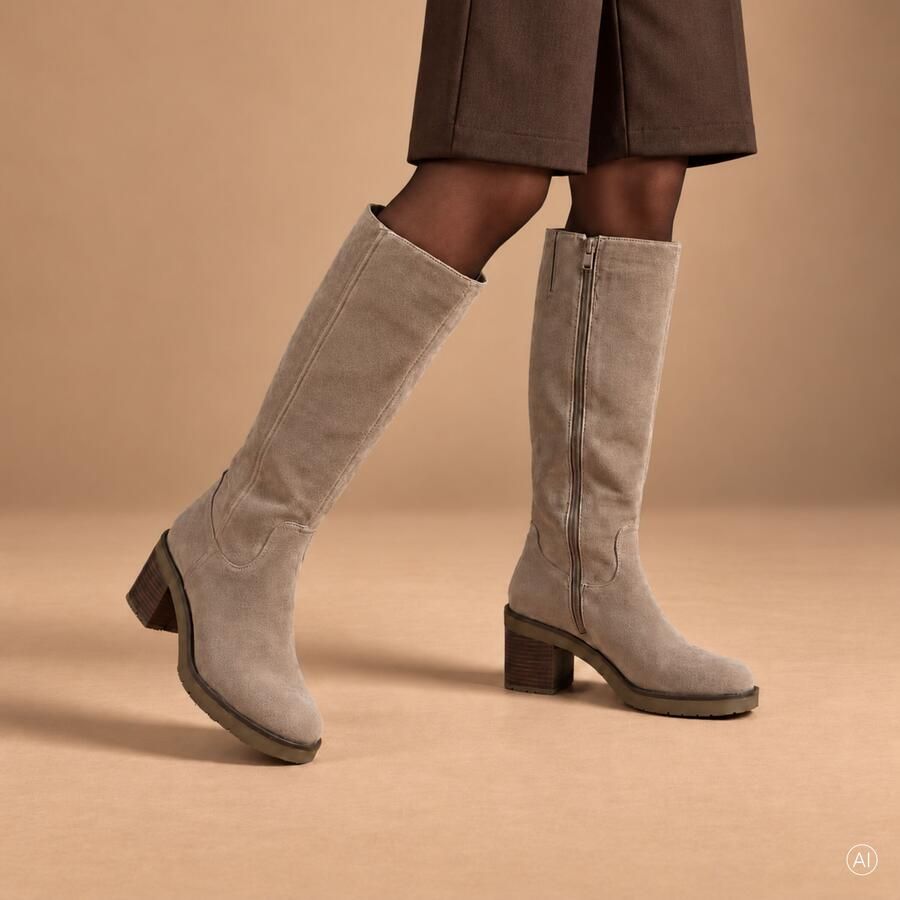 Feyn Hoge laarzen taupe Suede