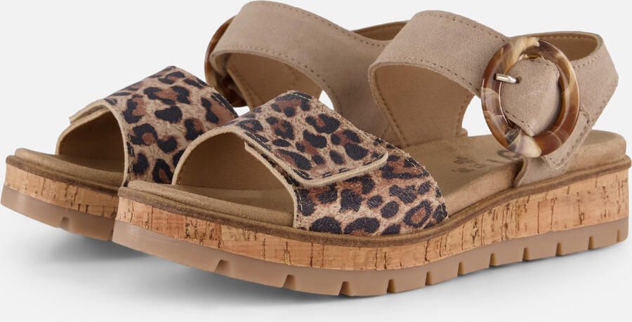 Feyn Sandalen Panterprint beige Leer