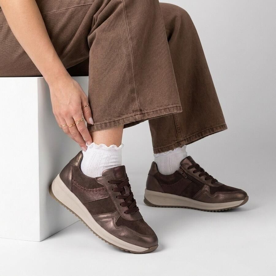 Feyn Sneakers brons Leer