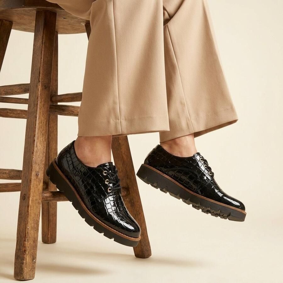 Feyn Veterschoenen zwart Lak