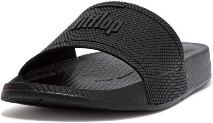 FitFlop Iqushion Pool Slide Sandalen zwart Rubber