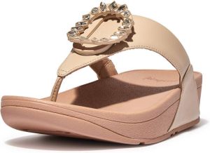 FitFlop Lulu Crystal-Circlet Leather Toe-Post Sandals BEIGE