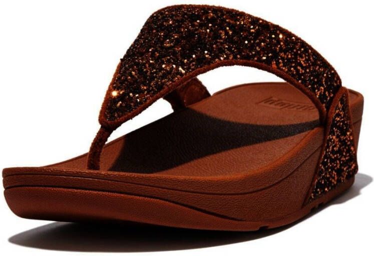 FitFlop Lulu Glitter Toe Slippers cognac