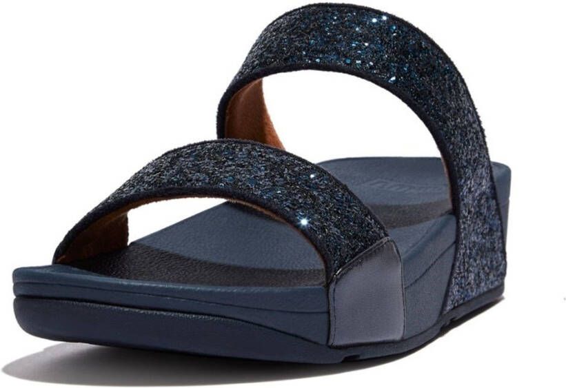 FitFlop Lulu Slide Glitter Sandalen blauw
